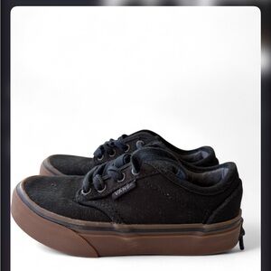 Vans Kids Black Canvas Sneakers with Brown Sole